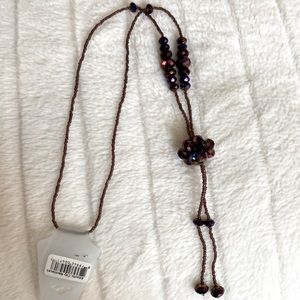 NWT fashion long purple bead necklace
